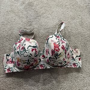 Cacique Lightly Lined Full Coverage Bra Floral Print Women's Size 48C Underwire